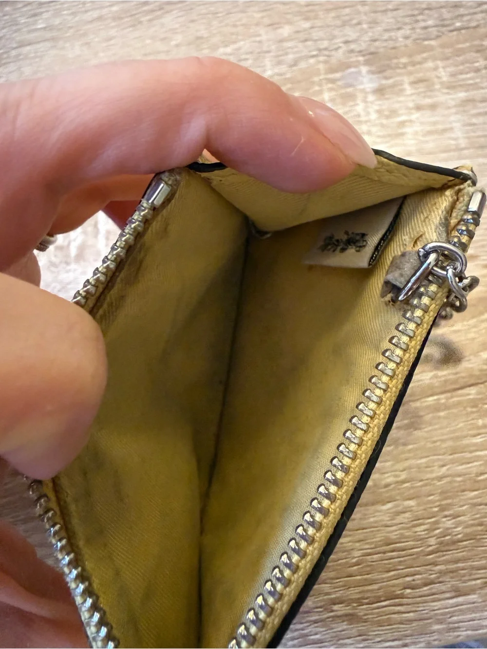Coach Yellow Leather Zip Card Case Keychain